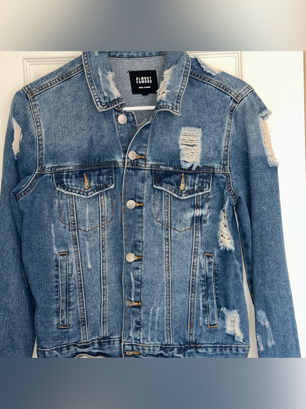 Almost Famous Light Blue Distressed Denim Jacket